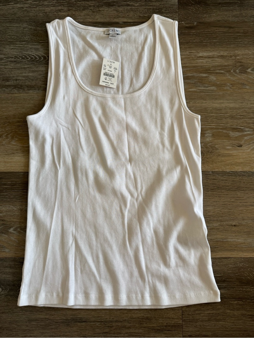 J. Crew White Scoop Neck Tank Top - Classic Ribbed Cotton